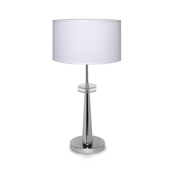 Velador acrilico cromo c/pantalla Cilindrica Lienzo Biez Luz del Siglo