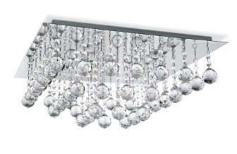 Plafon cromo Lluvia de cristal K9 6xG9 30x30cm cromo Fotoluz