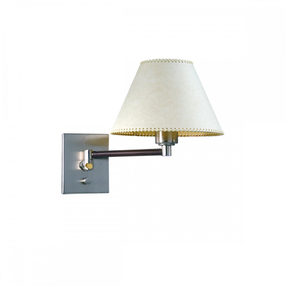 Aplique recto c/cuero c/pant movil acero Conica Lienzo Blanco acero/cuero Luz del Siglo