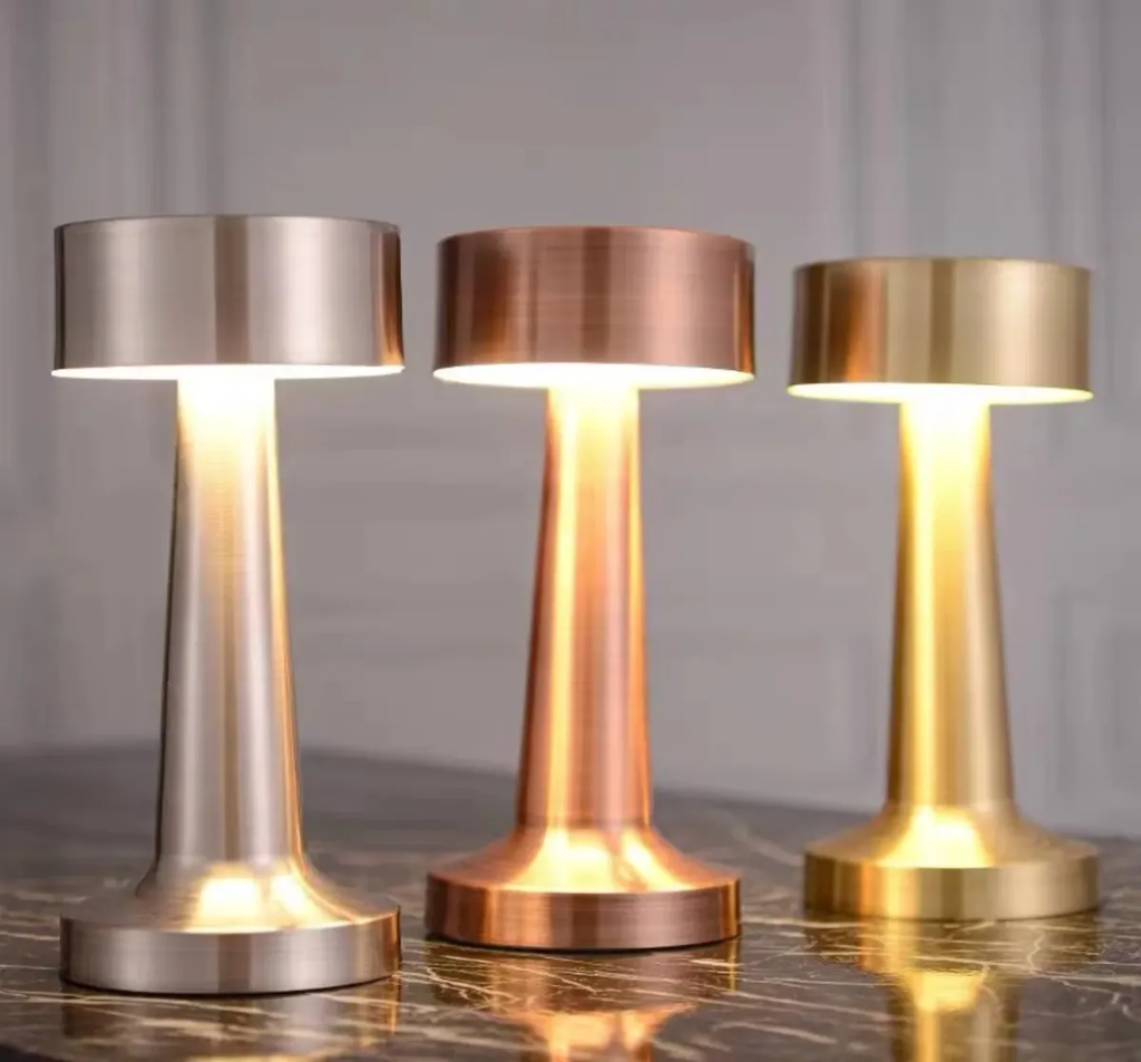 Velador recargable tactil 3 tonos luz platil Aura