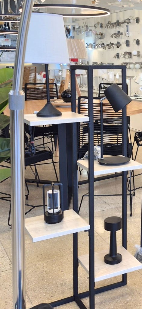 Estanteria  4 estantes desdoblada hierro madera luz calida