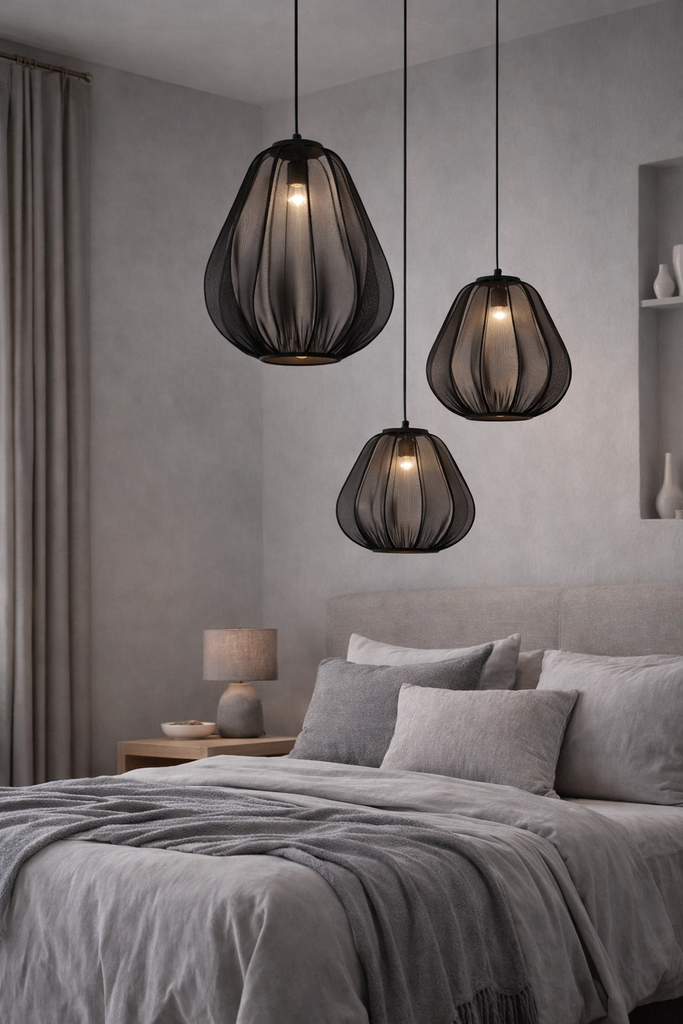 Colgante hierro con tul 60cm Luz Calida