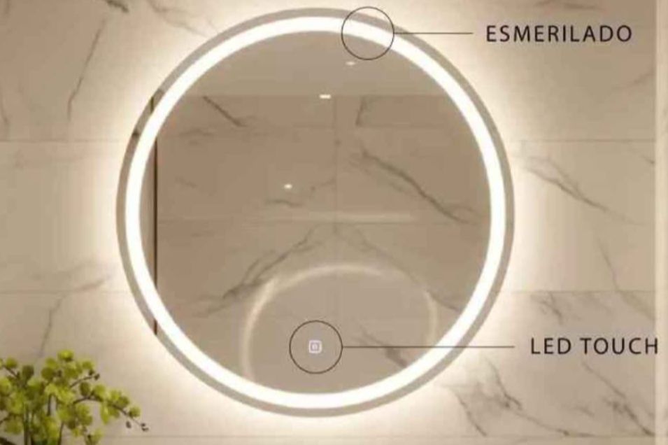 Espejo esmerilado luz led 3 tonos 50cm Luz Calida