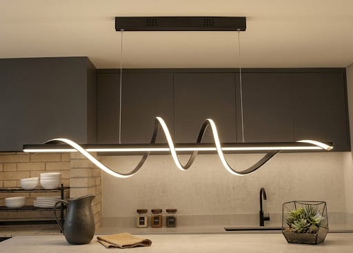 Colgante rulo negro 56w L1mts alt1.80 calido alom
