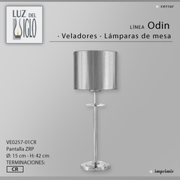 [VE0257ZRP-01-56-cromo] Velador Odin c/pantalla cinta plata cromo Luz del Siglo