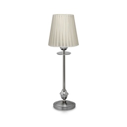 [VE0164YO-01-56-cromo] Velador cromo con pantalla plizada organza Luz del Siglo