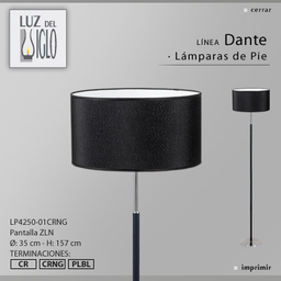 [lp4250ZLN-56-cromo-negro] Lampara de pie con pantalla cromo-negro Luz del Siglo