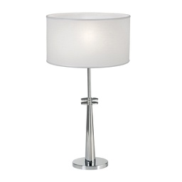 [VE4700-01ZLB-56-cromo] Velador acrilico c/pantalla Cilindrica Lienzo blanco cromo Luz del Siglo