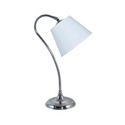 [VE4210-01YLB-56-acero] Lampara de mesa S acero c/pant Conica Lienzo Blanco Luz del Siglo