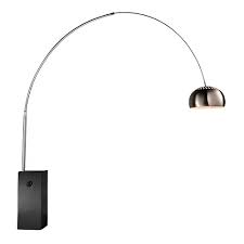 [1795/NG-22] Lampara de pie arco W: 24cm H: 225cm D:214cm linea goal Cromo C/marmol  Negra XL Candil