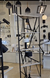 [estanteria-rinconera-5estantes-56] Estanteria rinconera 1,8mts 5 estantes hierro y madera luz calida