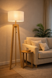 Lampara pie paraiso pantalla blanca Luz calida