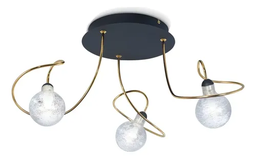 [1733-ng-68] Plafón Luciana 3 luces negro con oro Ronda